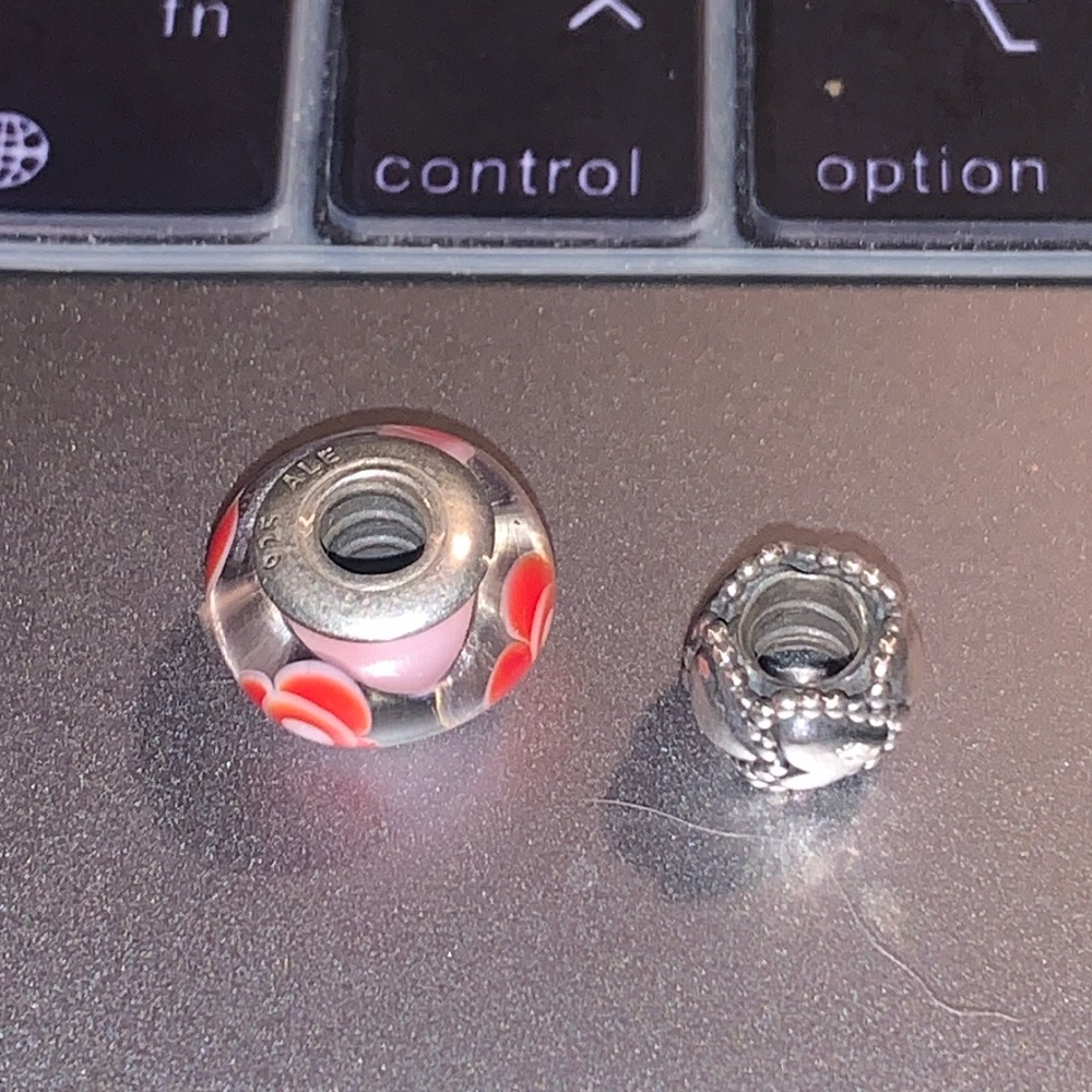 Set of 2 pandora silver charms